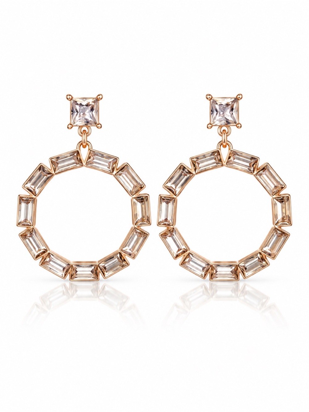 Gold-Tone Crystals Drop Earrings